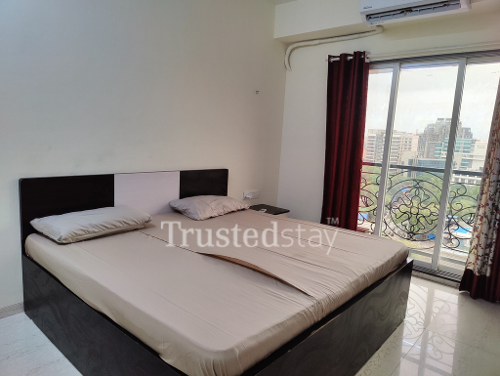 Bedroom of TrustedStay Service Apartment in Andheri West Mumbai